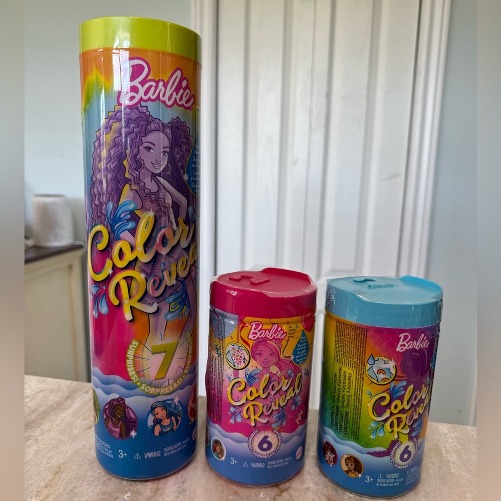 Barbie Color Reveal Bath Set - Vibrant Pink, Sky Blue, Sunny Yellow
